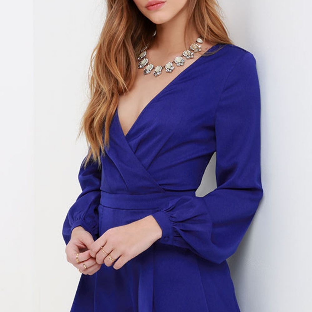 Lulu’s Blue Long Sleeve Romper